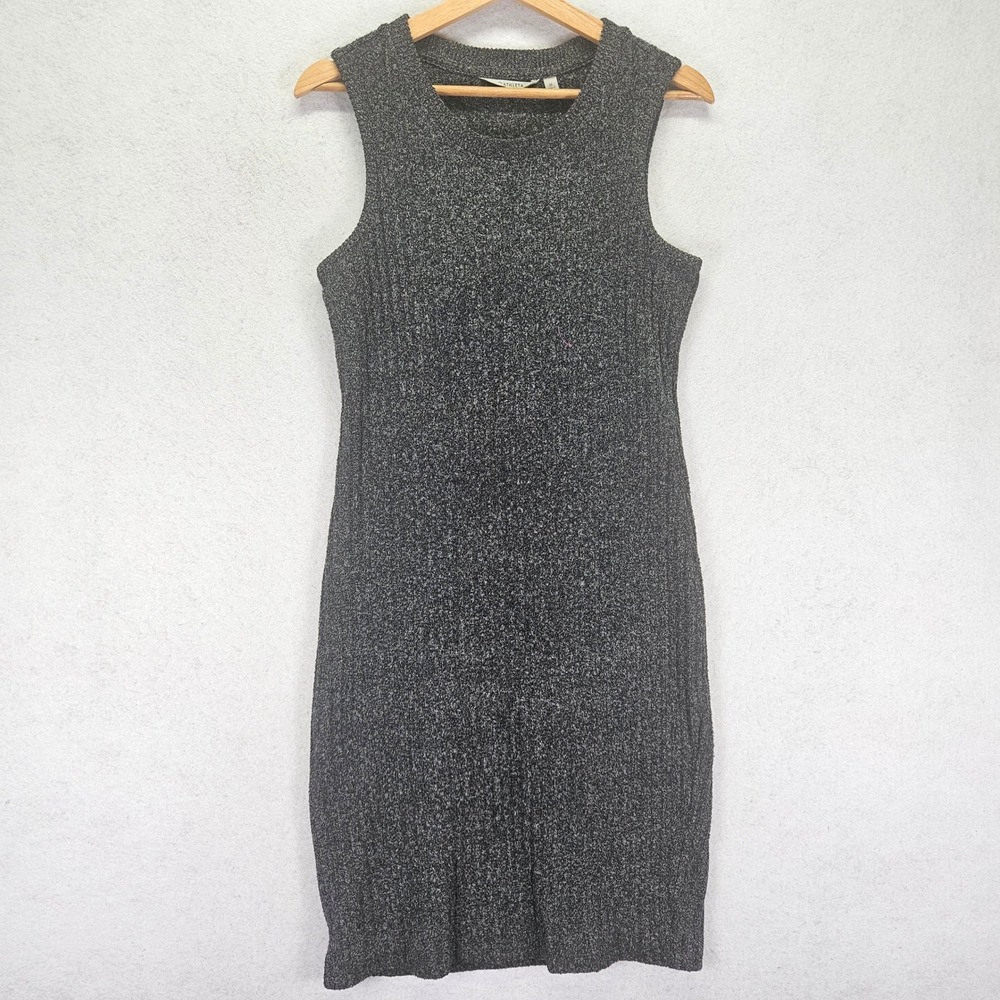 Athleta Cable knit Tank Sleeveless Midi Dress Women M Charcoal Gray Quiet Luxury